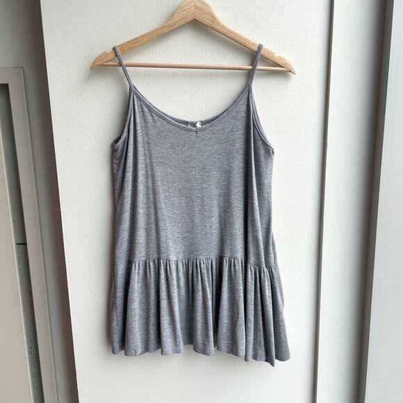 Grey Tiered Ruffle Hem Longline Cami Top - Size L - NWT - Picture 2 of 6